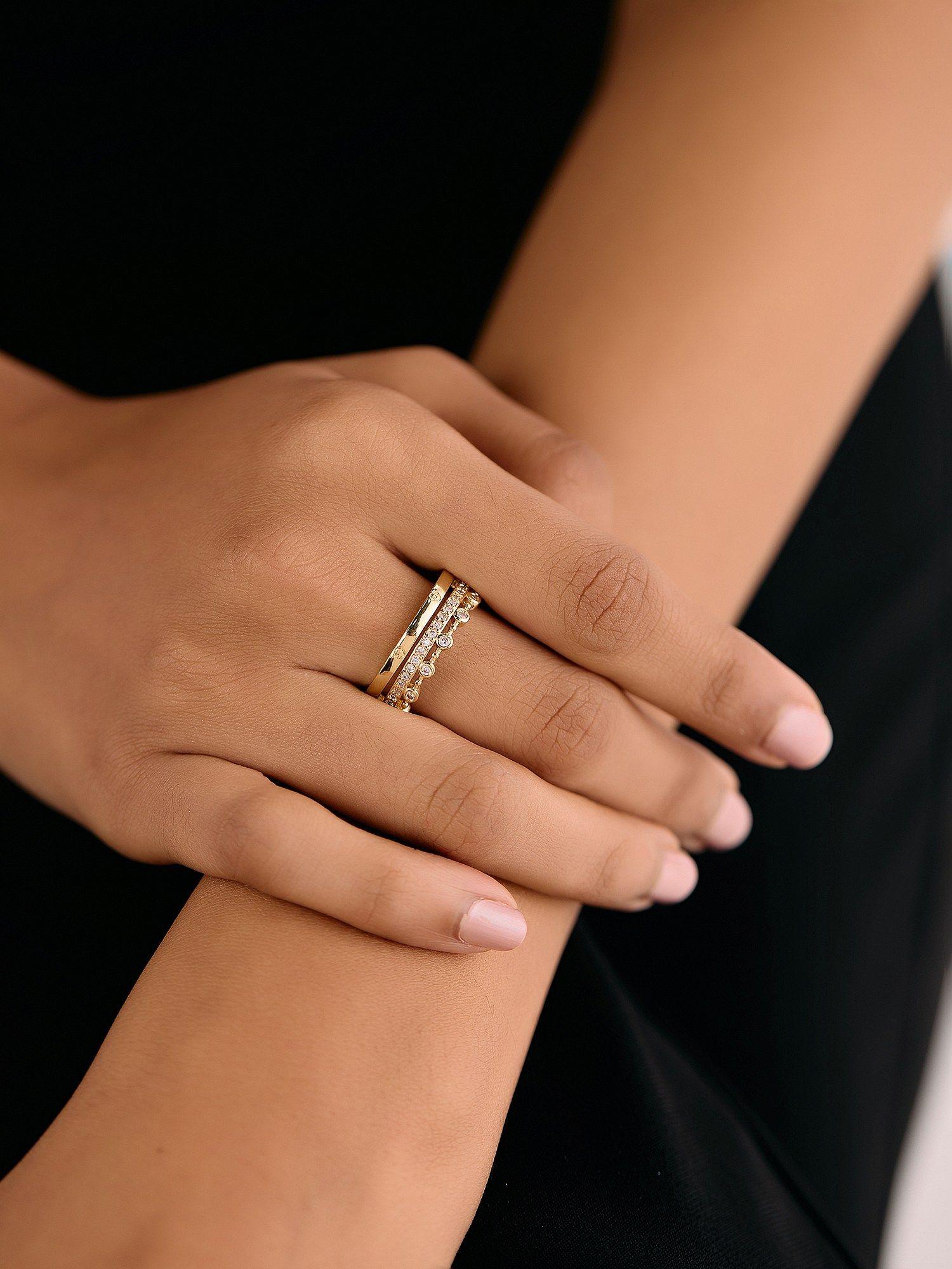 gold diamante embellished love adjustable ring