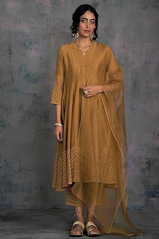 gold embellished anarkali set