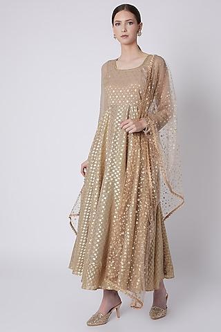 gold embroidered anarkali with dupatta