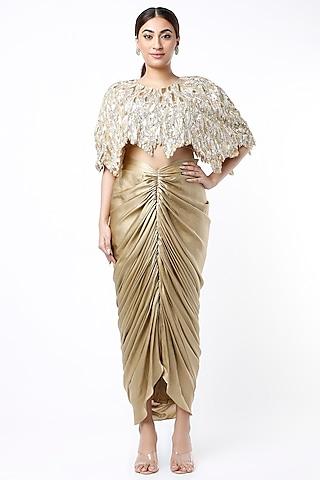 gold embroidered cape set