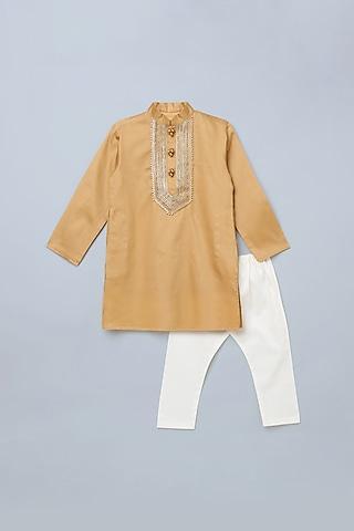 gold embroidered kurta set for boys
