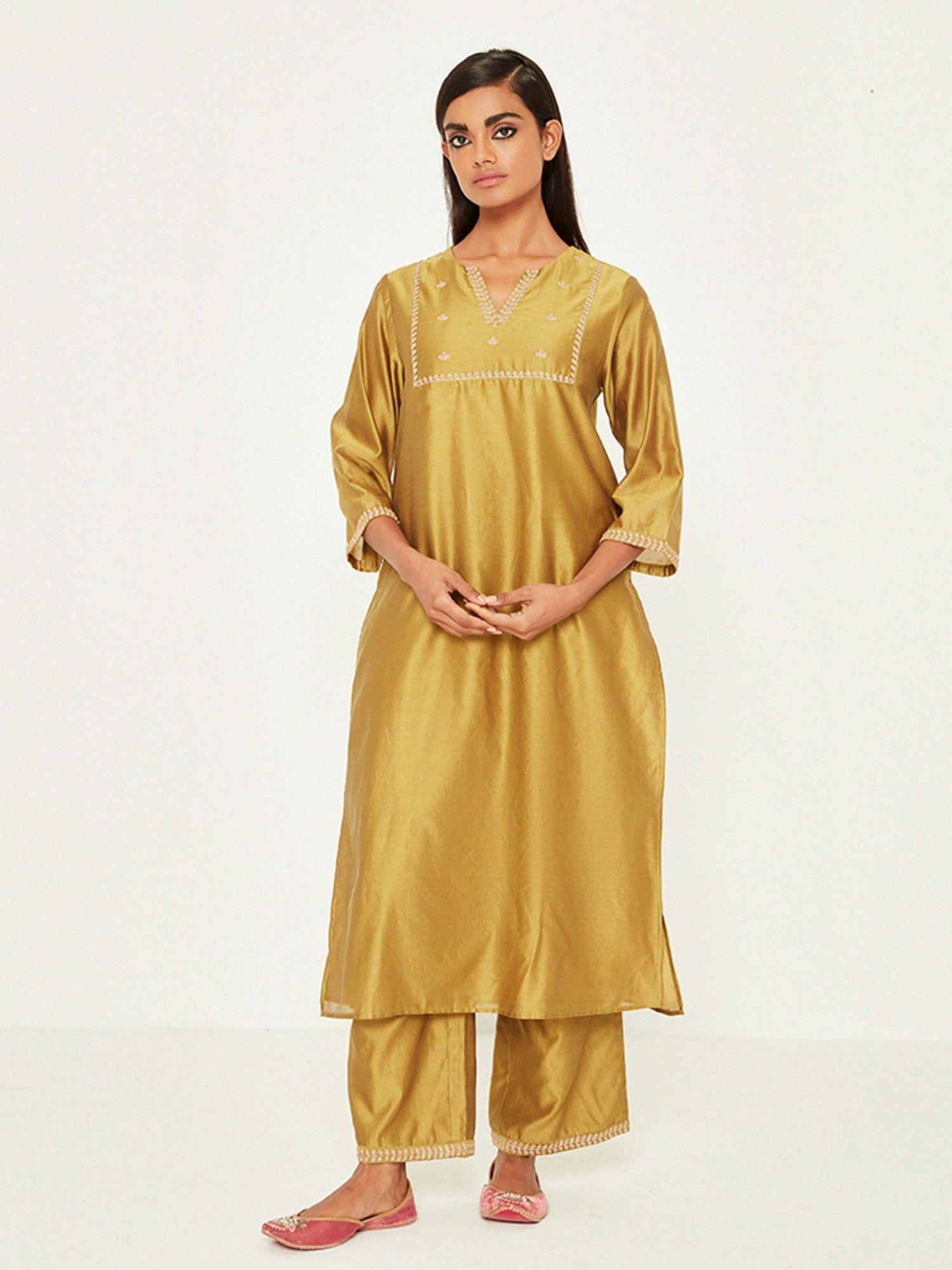 gold embroidered kurta