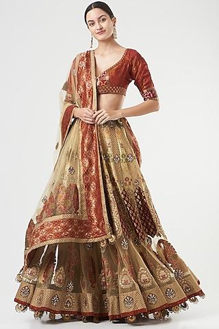 gold embroidered lehenga set