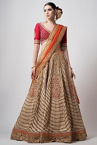 gold embroidered lehenga set