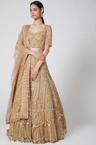 gold embroidered lehenga set