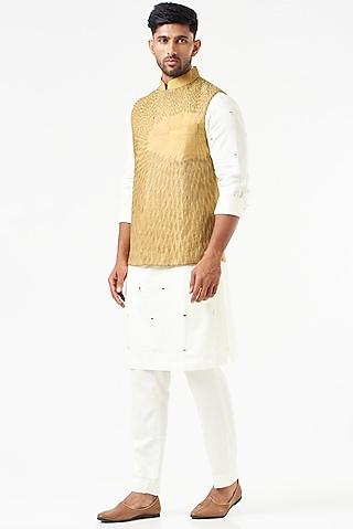 gold embroidered nehru jacket