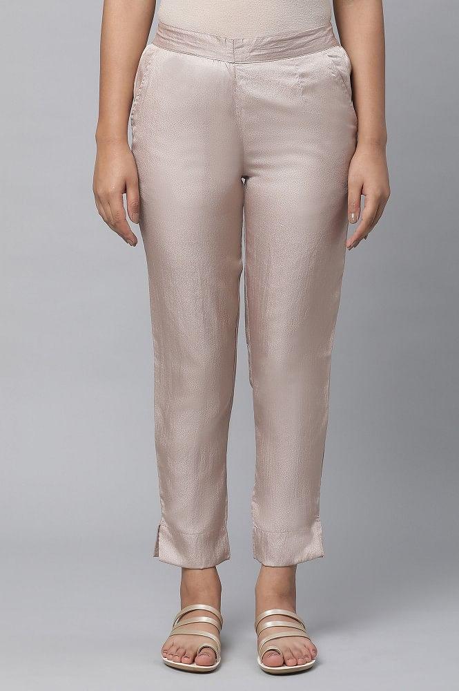 gold festive trouser in korean satin