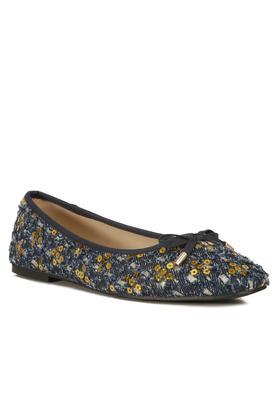 gold florent sequni flat bow ballerinas - gold