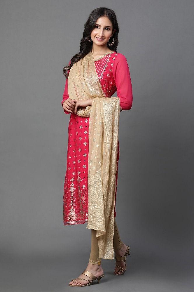 gold foil printed festive dupatta