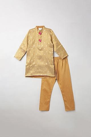 gold gota embroidered kurta set for boys