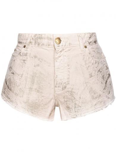 gold graphic print shorts