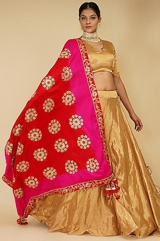 gold handloom chanderi tissue lehenga set