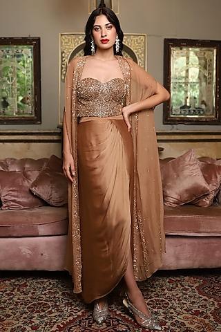 gold italian organza embroidered cape set