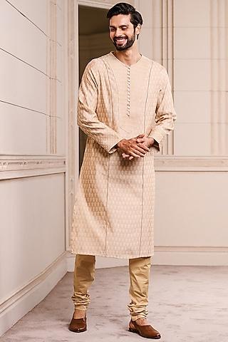 gold jacquard kurta set