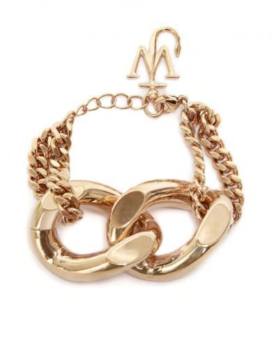 gold logo-detail chain-link bracelet