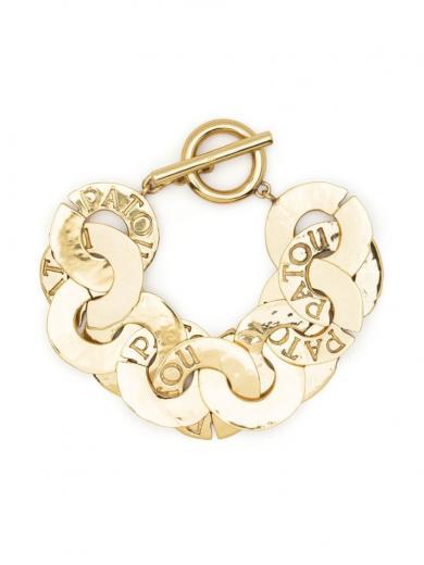 gold logo-engraved coin bracelet