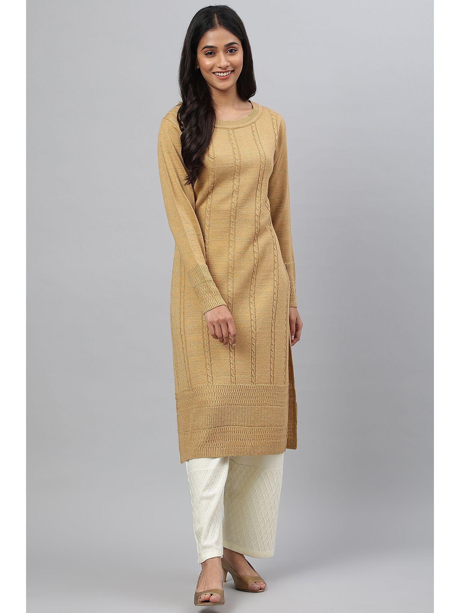 gold lurex knitted winter kurta