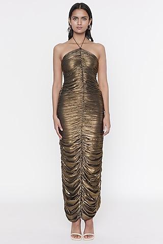 gold metallic lycra gown