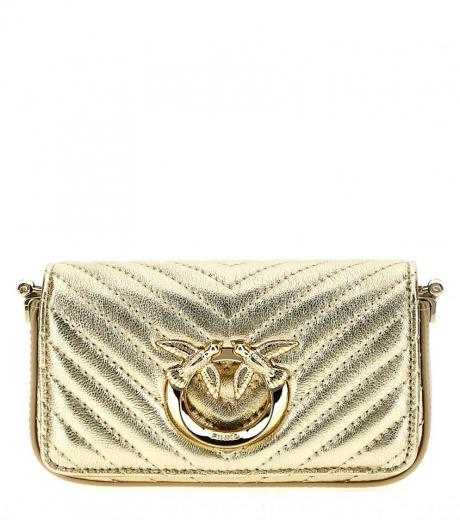 gold micro love bag click metal chevron crossbody bag