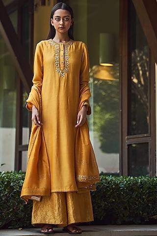 gold monga silk tunic set