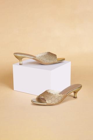 gold mule evening women heel sandals