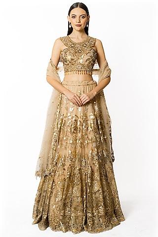 gold net sequins embroidered lehenga set