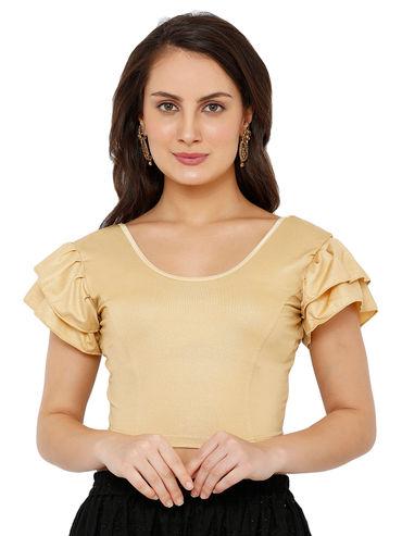 gold nylon stretchable readymade blouse