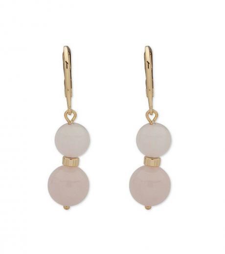 gold pink drop earrings