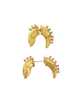 gold-plated akan mask grip tribal earrings
