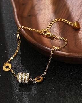 gold-plated american diamond-studded wrap bracelet