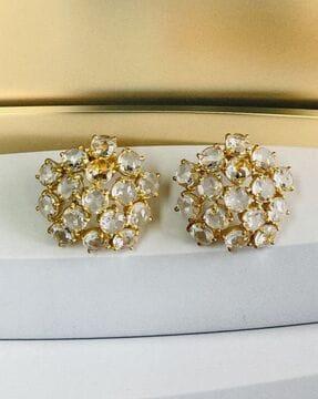 gold-plated bauble crystal stud earrings