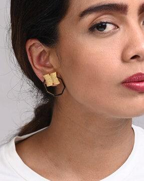gold-plated candy hexa hoop earrings