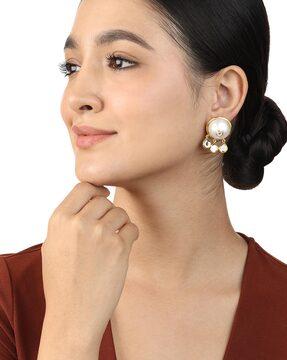 gold-plated circle stud earrings