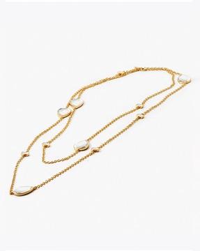 gold-plated dew drop mirror long necklace