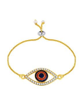 gold-plated evil eye adjustable bracelet
