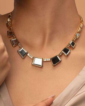gold-plated fete mirror necklace