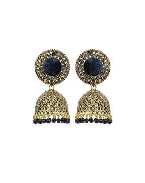 gold-plated jhumkas with beads