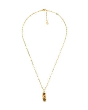 gold-plated logo pendant necklace