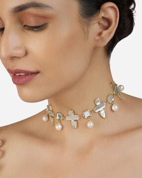 gold-plated lumen mirror choker necklace