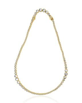 gold-plated mirror & cz short necklace