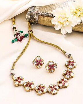 gold-plated necklace & earrings set