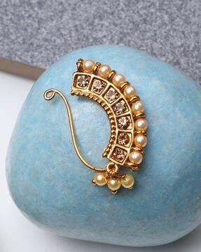 gold-plated pearl-studded nosepin