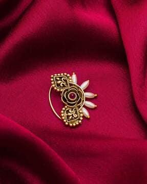 gold-plated ruby and pearl nosepin