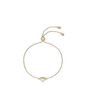 gold-plated sarsah sparkle heart charm link bracelet