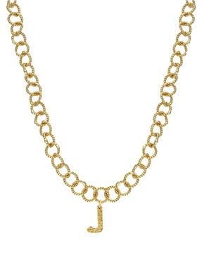 gold-plated short necklace with alphabet j pendant