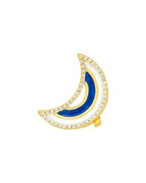 gold-plated sparkle luna pendant