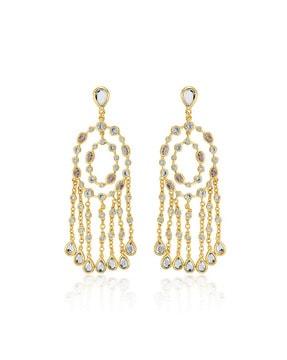 gold-plated stone-studded chandbali earrings