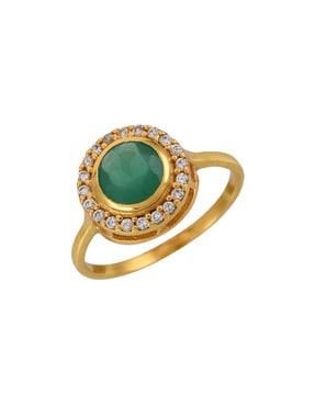 gold-plated stone-studded cocktail ring