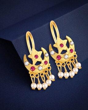 gold-plated stone-studded danglers