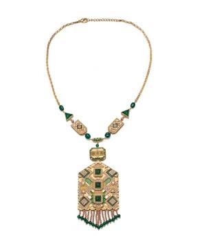 gold-plated stone-studded necklace